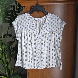 Lucky Brand Blue and White Floral Blouse